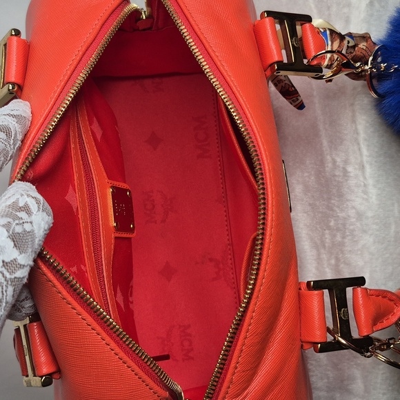 MCM Orange Boston Style Handbag - Picture 14 of 17